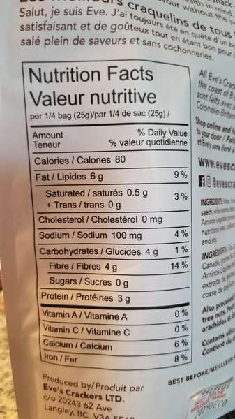 Black Sesame Crackers Nutrition Info